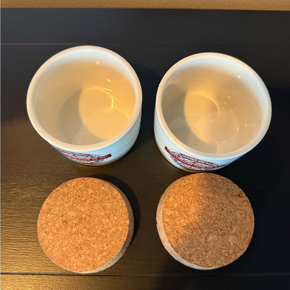 Two Trader Joe's Ceramic Salt Jar with Cork Lid - Picture 3 of 6